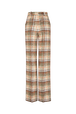 Brushed Wool Tartan Trousers Check ecru/lilac back view