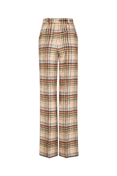 Tartan Brushed Wool Trousers Check ecru/lilac back view