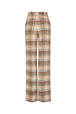 Pantalon motif tartan en laine brossé Carreaux écru/lilas vue de dos