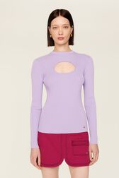 Top goutte uni femme Lilas vue portée de face