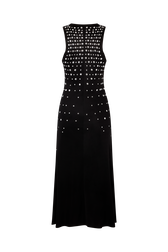 Asymmetrical tank dress in jersey with studs Black back view
