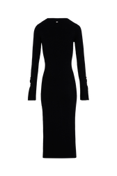 Long-Sleeved Dress with Rhinestone Fastenings Black back view