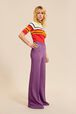 Women Flare Pants Purple front worn view