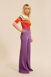 Women Flare Pants Purple front worn view