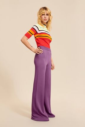 Pantalon flare femme Violet vue portée de face