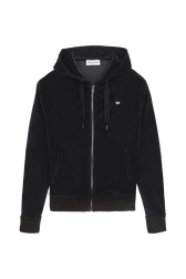 Women Velvet Hoodie Black front view