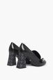 Black Metallic Leather Loafer Pumps Black back view