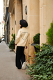 Knitted cardigan Beige back worn view