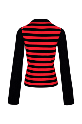 Pullover Jane Birkin femme Raye noir/rouge vue de dos