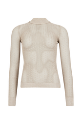 Long-Sleeved Crew-Neck Top Gold front view