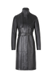 Manteau long col montant en cuir noir Noir vue de face
