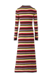 Women Striped Fluffy Maxi Dress Multico crea back view