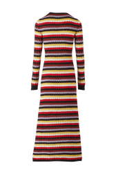 Women Striped Fluffy Maxi Dress Multico crea back view