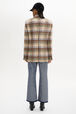 Brushed Wool Tartan Oversized Jacket Check ecru/lilac back worn view