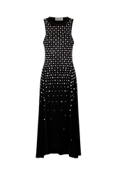 Robe débardeur en jersey asymétrique à studs Noir vue de face