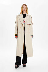 Trench structuré gabardine femme Beige vue portée de face