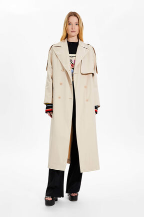 Trench structuré gabardine femme Beige vue portée de face