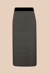 Women Houndstooth Midi Skirt Black front view
