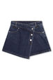 Jupe-short asymétrique en jean Brut vue de face