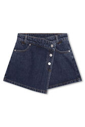 Jupe-short asymétrique en jean Brut vue de face