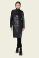 Manteau long col montant en cuir noir Noir vue de détail 1