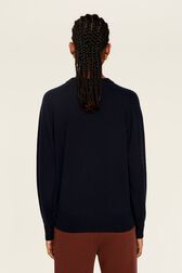 Pull symbole bouche femme Bleu nuit vue portée de dos