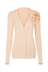 Cardigan col rond détail fleur Vanilla vue de face