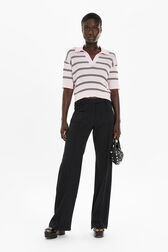 Women Tailored Straight-Leg Trousers Black front worn view