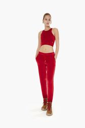 Jogging velours femme Rouge vue de détail 1