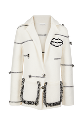 Veste laine intarsia charms femme Ecru vue de face