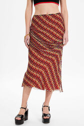 Women Polka Dot Silk Midi Skirt Multico crea details view 1