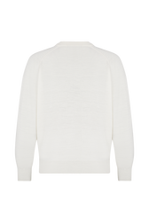 Heart charm crew-neck sweater Ecru back view
