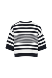 Short-sleeved crew-neck marinière sweater Blue/white back view
