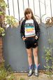 Short fille velours Noir vue portée de face
