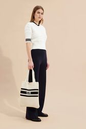 Women Crochet Bag Ecru front worn view