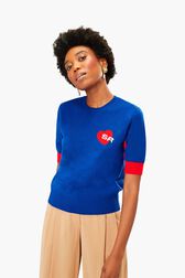 Heart Short Sleeve Sweater Baby blue details view 1