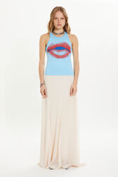 Tank top in cotton jersey Sky front worn view