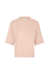 Pull manches courtes à encollure strassée Peach vue de face