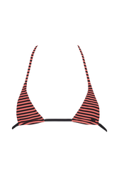 Swimsuit top Striped black/coral front view