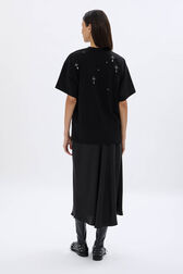 T-shirt manches courtes à motifs surréalistes Noir vue portée de dos T-shirt manches courtes à motifs surréalistes Noir vue portée de dos