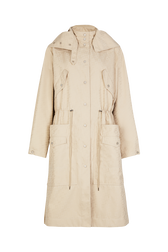 Parka in monogrammed gabardine Latte front view