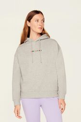 Sweat à capuche multicolore signature femme Gris vue de détail 1