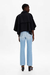 Cape crop gabardine femme Noir vue portée de dos