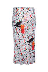 Jupe midi twill motif cerise femme Baby blue vue de face