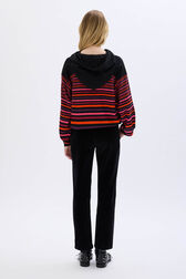Striped woolen hoodie Striped multico back worn view