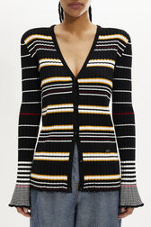 Long-Sleeved V-Neck Cardigan Black/ecru details view 2