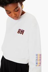 Sweatshirt crop SR Blanc vue de détail 1