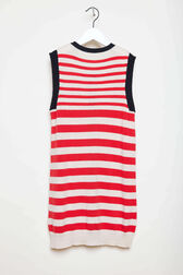 Striped Girl Sleeveless Dress Red/vanilla back view