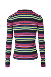 Women Multicolor Striped Sweater Multico black striped back view