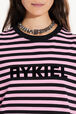 Robe rayée col rond manches courtes Rose/noir vue de détail 1